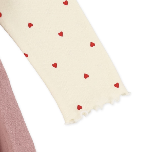 ハート柄長袖ワンピース