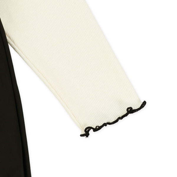 切り替えバルーン長袖ワンピース