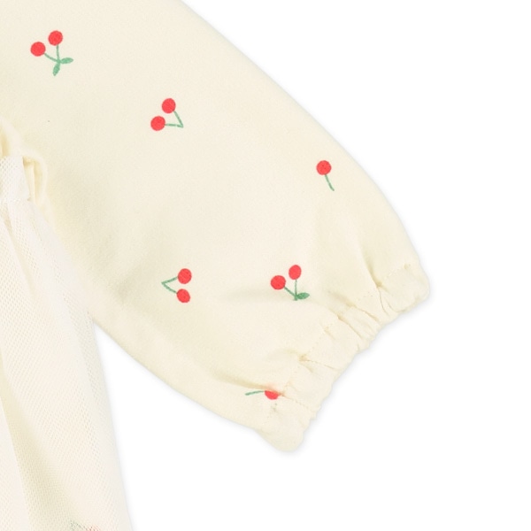 裏毛チュールレース長袖ワンピース