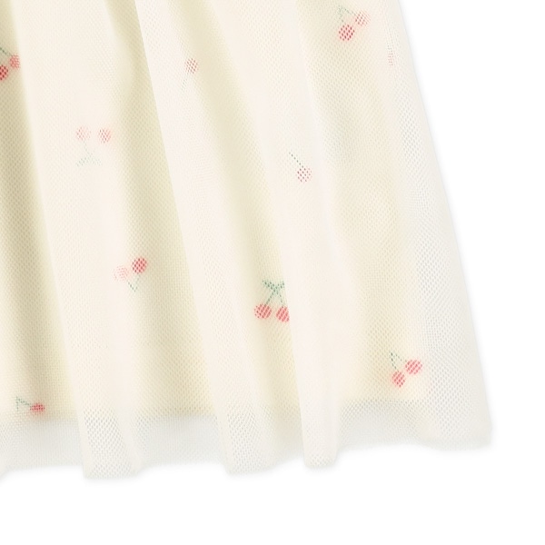 裏毛チュールレース長袖ワンピース