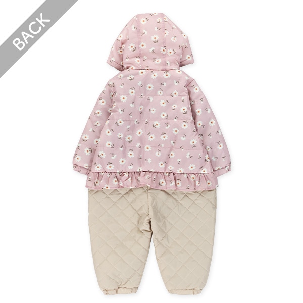 キルト小花柄切り替え風スキージャンプスーツ