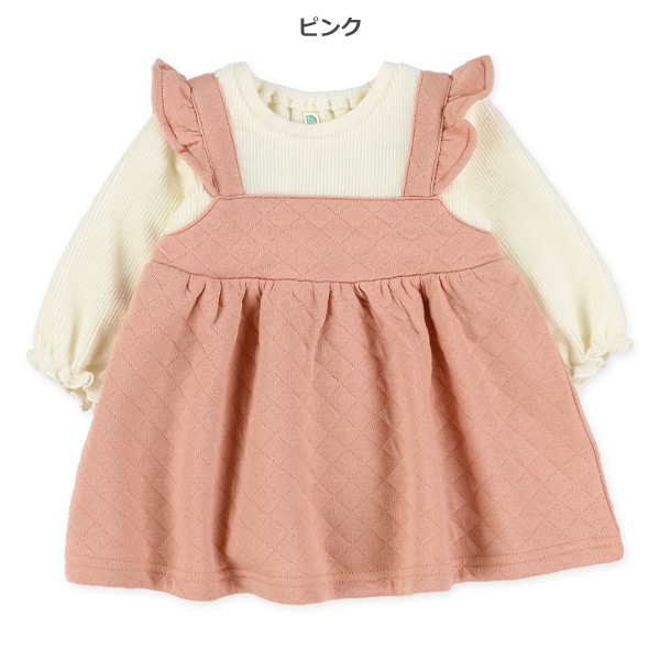 ニットコール切り替え長袖ワンピース