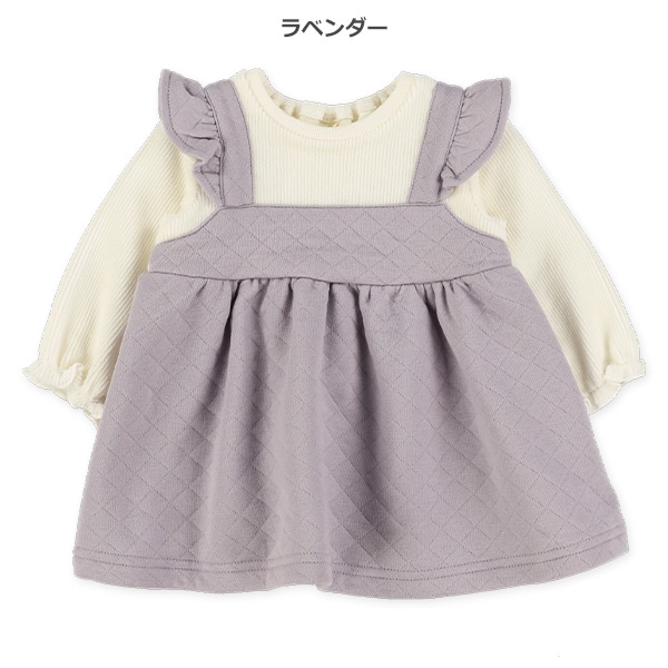 ニットコール切り替え長袖ワンピース