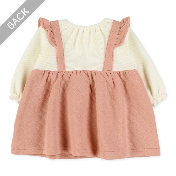 ニットコール切り替え長袖ワンピース