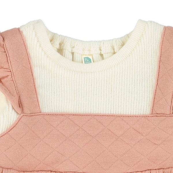 ニットコール切り替え長袖ワンピース