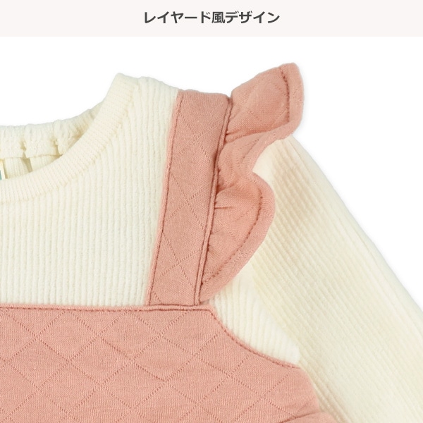 ニットコール切り替え長袖ワンピース