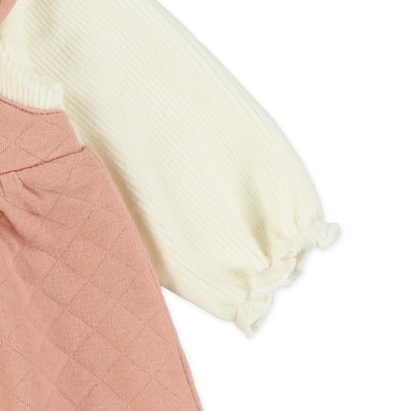 ニットコール切り替え長袖ワンピース