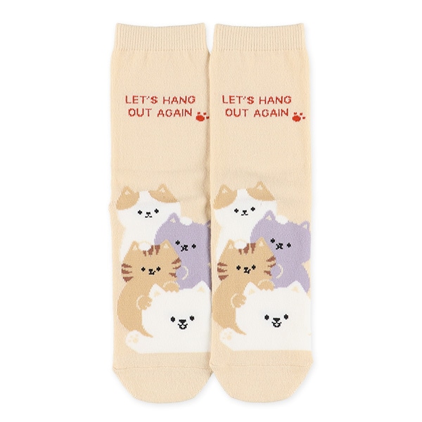3足組スクールクルーソックス（ねこいっぱい）