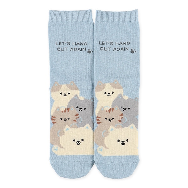 3足組スクールクルーソックス（ねこいっぱい）