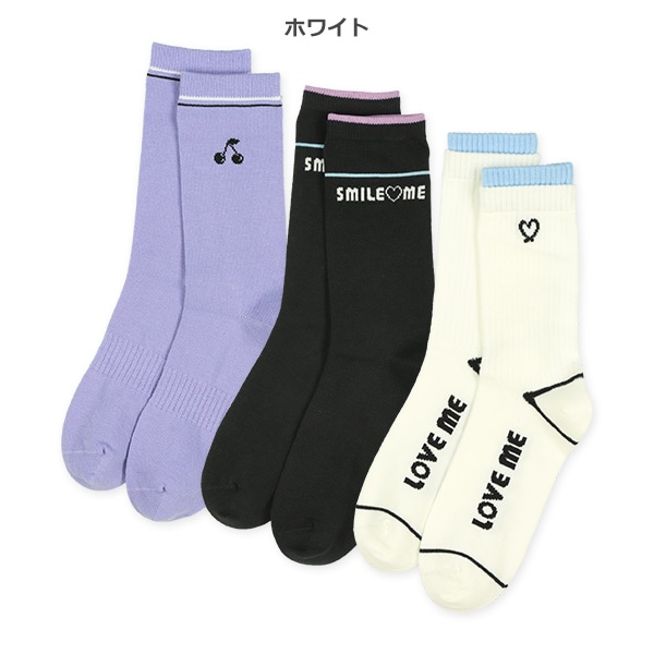 3足組スクールクルーソックス（ロゴハート）