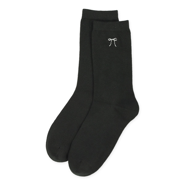 3足組スクールクルーソックス（リボン刺繍）