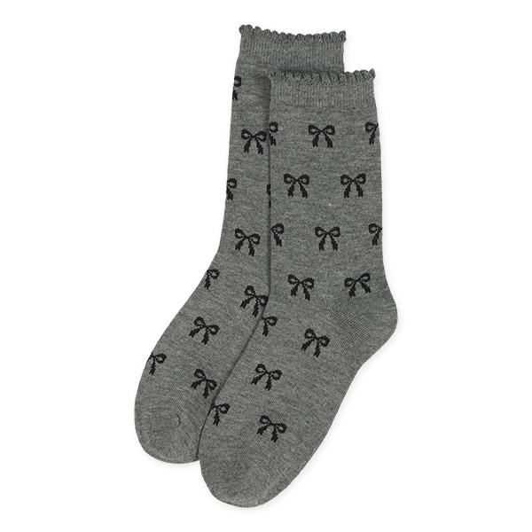 3足組スクールクルーソックス（リボン刺繍）