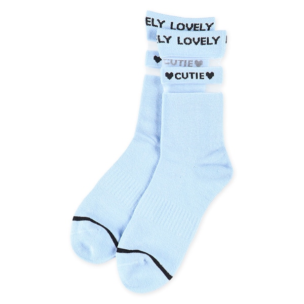 3足組スクールクルーソックス（シアーロゴ）