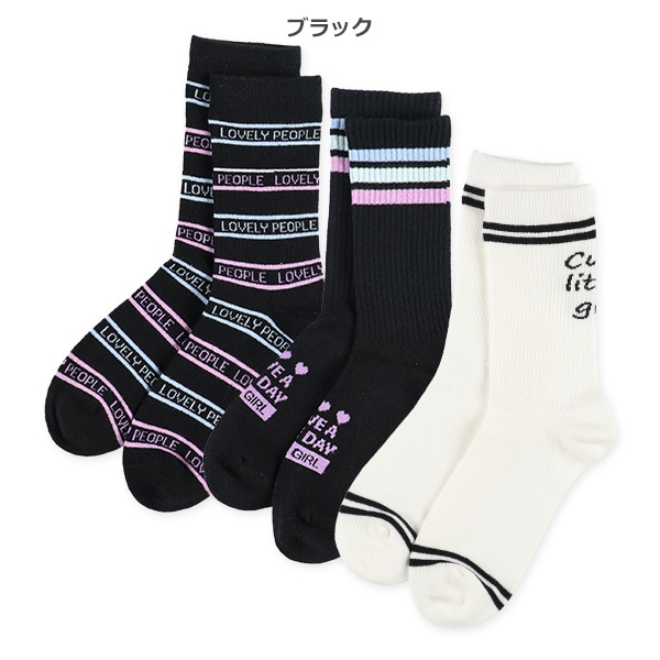 3足組スクールクルーソックス（ロゴ・サポート）