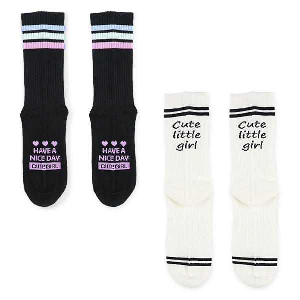 3足組スクールクルーソックス（ロゴ・サポート）