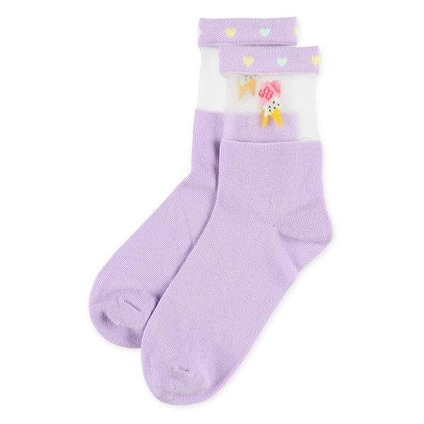 3足組スクールクルーソックス（シアーアイス）