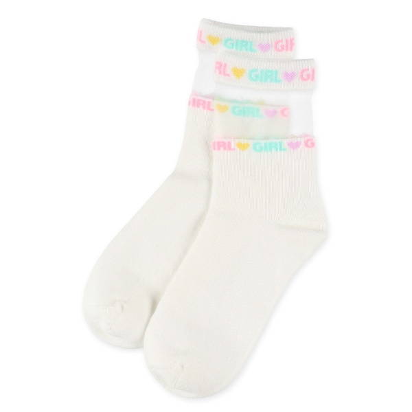 3足組スクールクルーソックス（シアーロゴ）