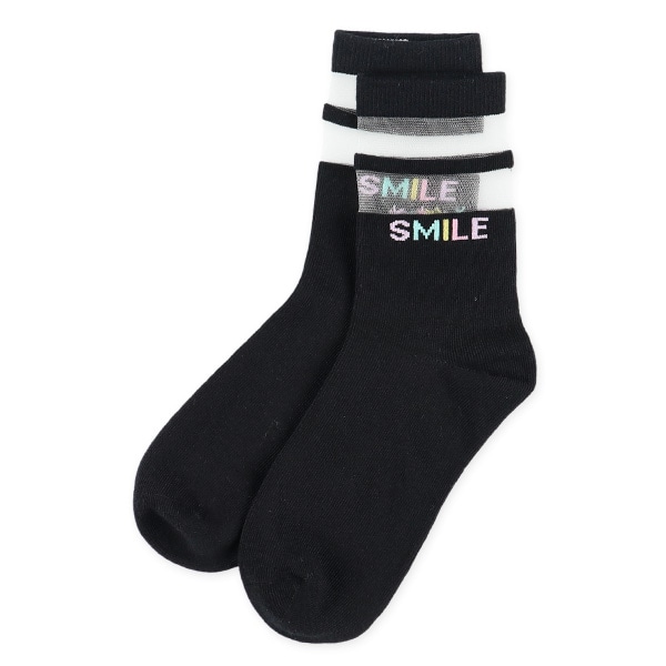 3足組スクールクルーソックス（シアーロゴ）