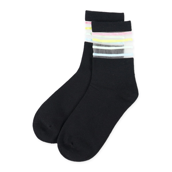 3足組スクールクルーソックス（シアーレインボー）
