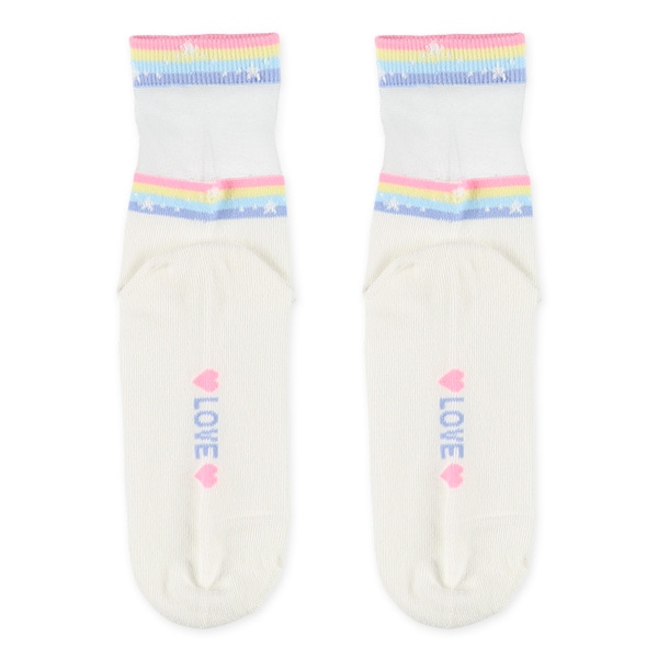 3足組スクールクルーソックス（シアーレインボー）