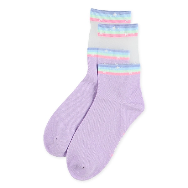 3足組スクールクルーソックス（シアーレインボー）