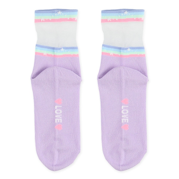 3足組スクールクルーソックス（シアーレインボー）