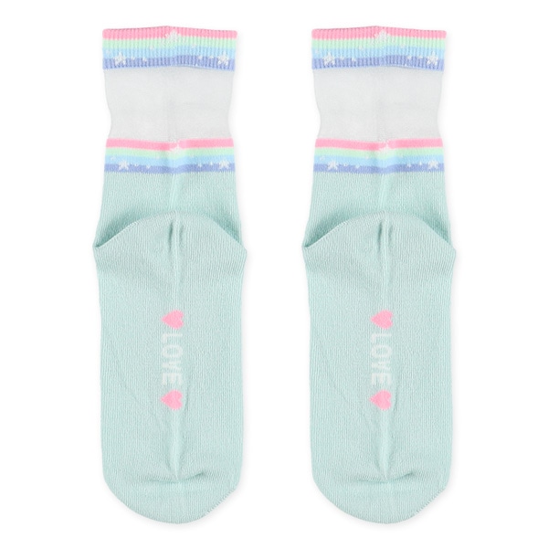 3足組スクールクルーソックス（シアーレインボー）