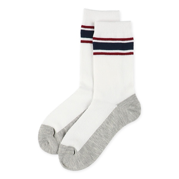 3足組スクールクルーソックス（ライン・メッシュ）