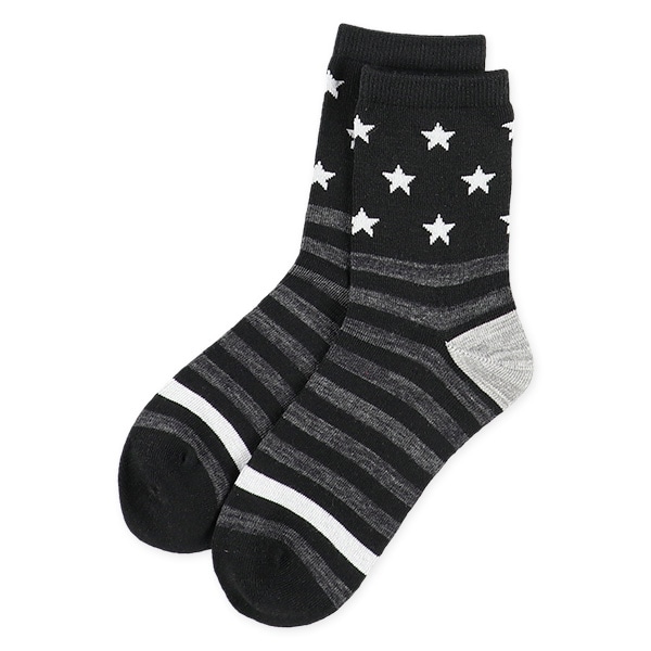 3足組スクールクルーソックス（星・ボーダー）