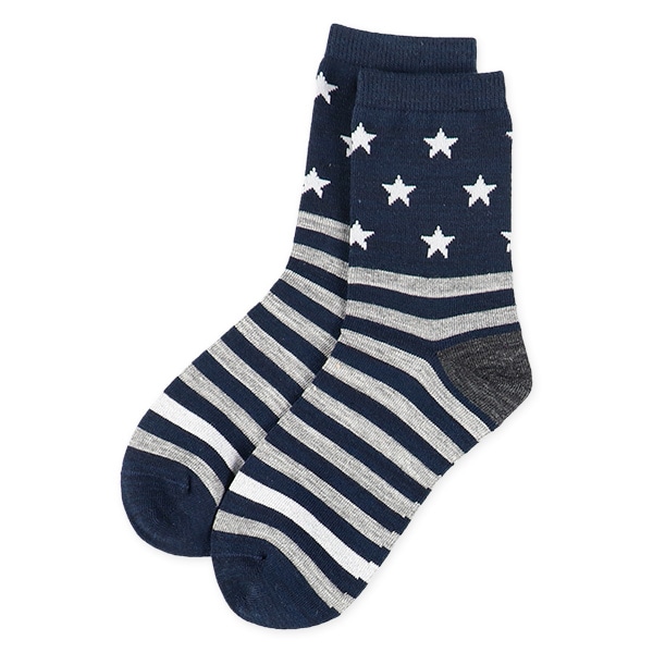 3足組スクールクルーソックス（星・ボーダー）