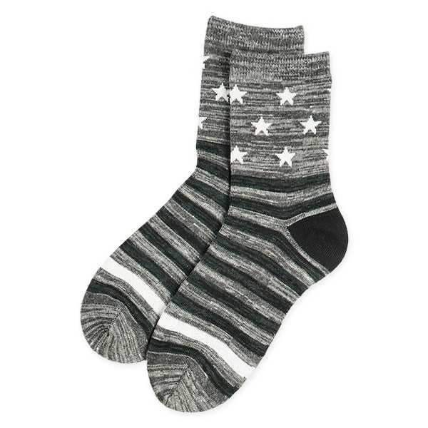 3足組スクールクルーソックス（星・ボーダー）
