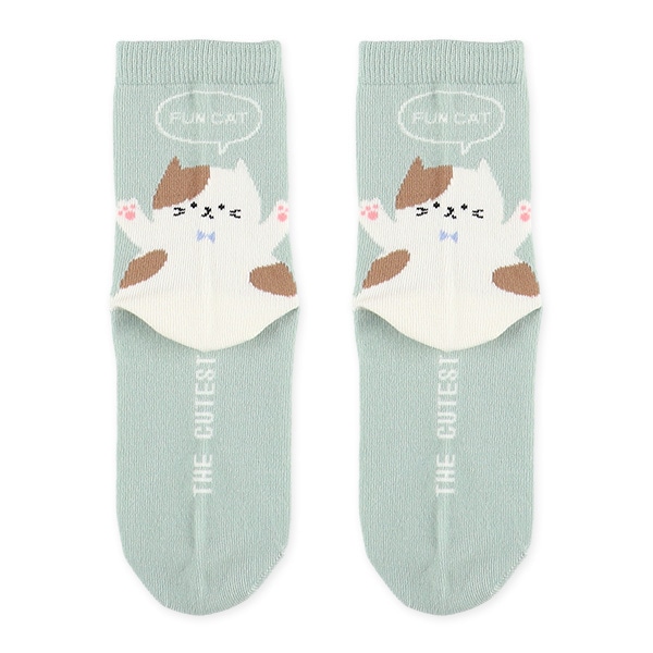3足組スクールクルーソックス（かかとねこ）