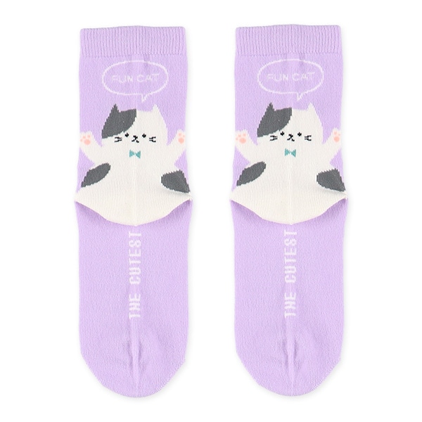3足組スクールクルーソックス（かかとねこ）