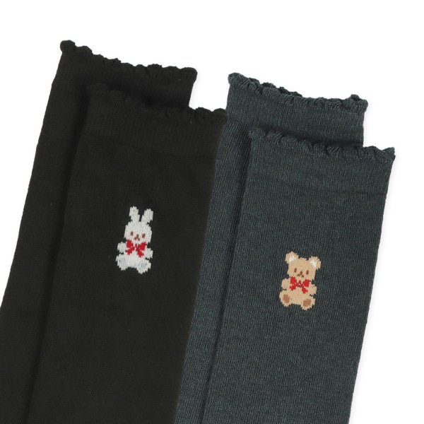 2足組スクールハイソックス（うさぎ・くま）