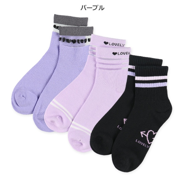 3足組スクールアンクルソックス（シースルー・ボーダー）