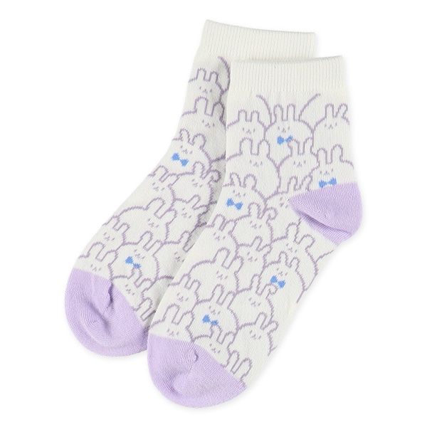 3足組スクールアンクルソックス（うさぎ総柄）