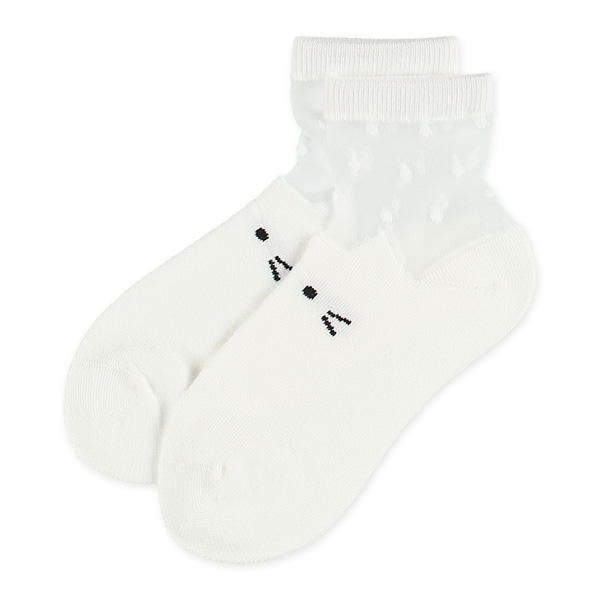 3足組スクールアンクルソックス（シアー・ねこ）