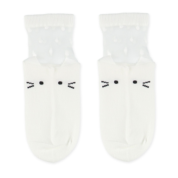 3足組スクールアンクルソックス（シアー・ねこ）