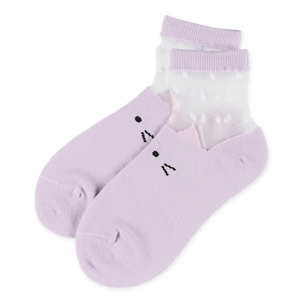 3足組スクールアンクルソックス（シアー・ねこ）