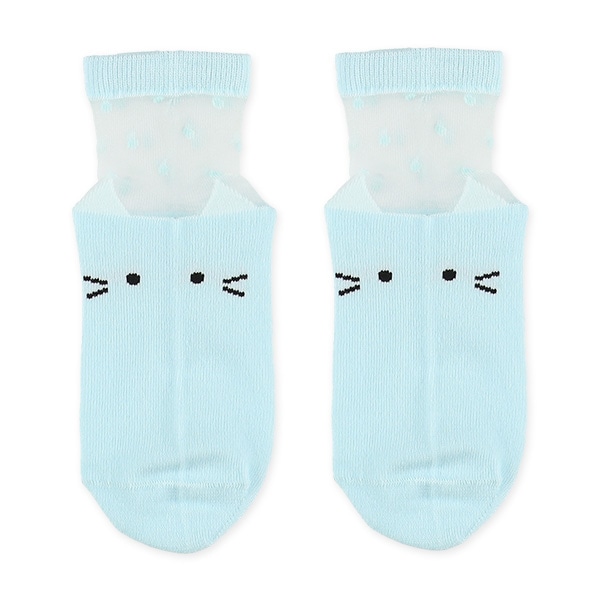 3足組スクールアンクルソックス（シアー・ねこ）