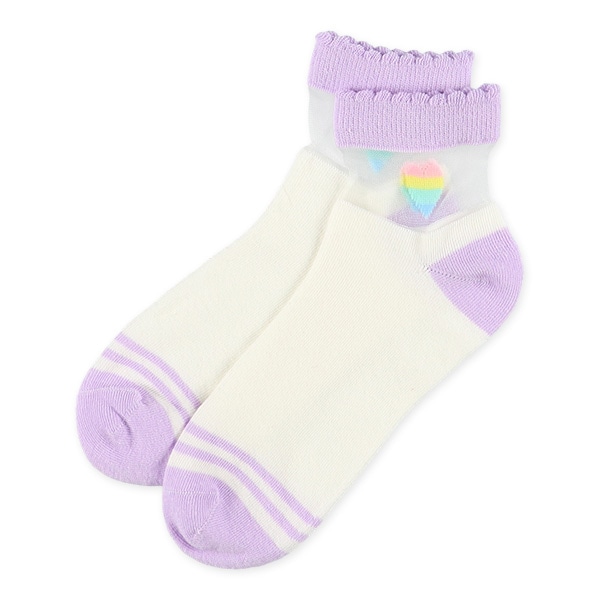 3足組スクールアンクルソックス（シアー・レインボー）