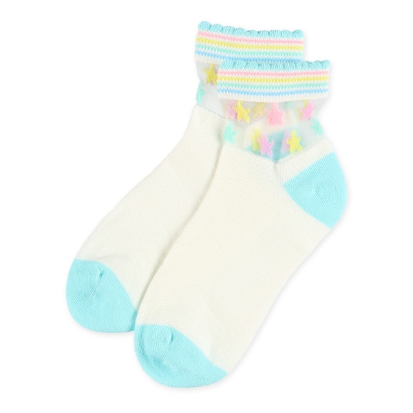 3足組スクールアンクルソックス（シアー・レインボー）