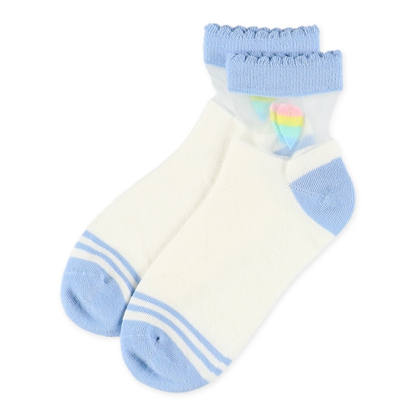 3足組スクールアンクルソックス（シアー・レインボー）