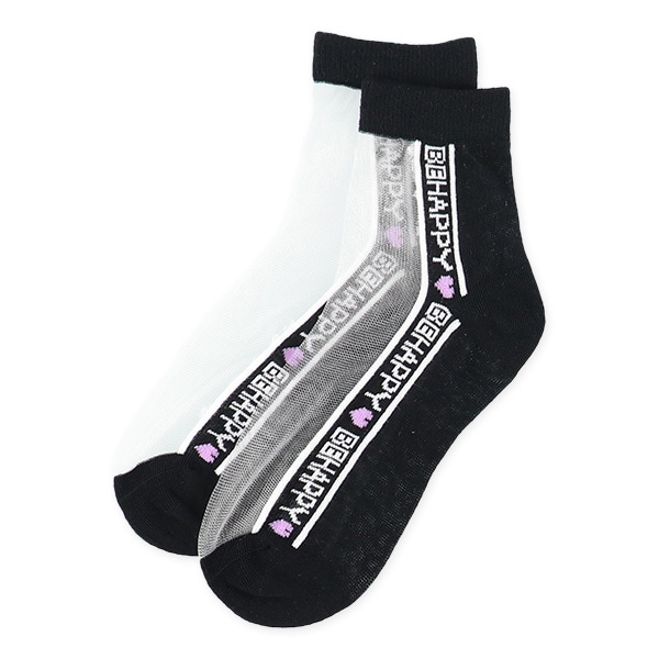 3足組スクールアンクルソックス（シアー・ロゴ）