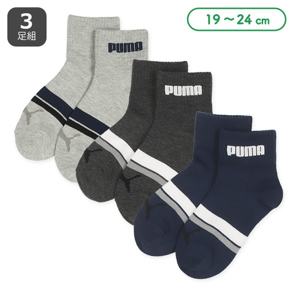 PUMA）3足組スクールローカットソックス（ロゴ）