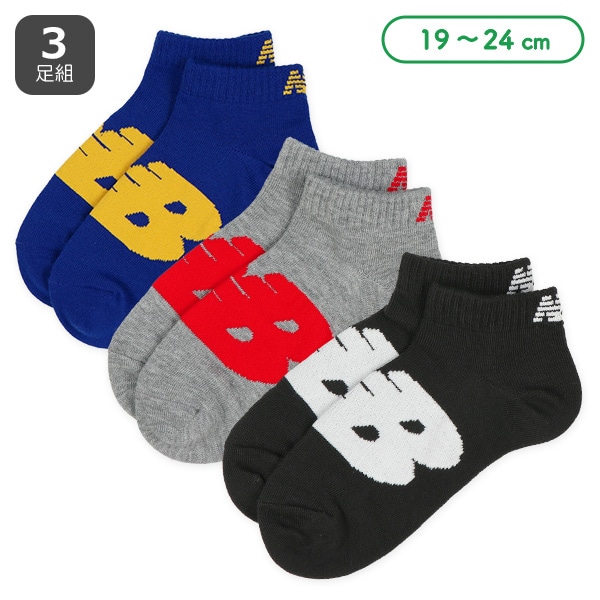 NewBalance）3足組スクールローカットソックス（ビッグロゴ）