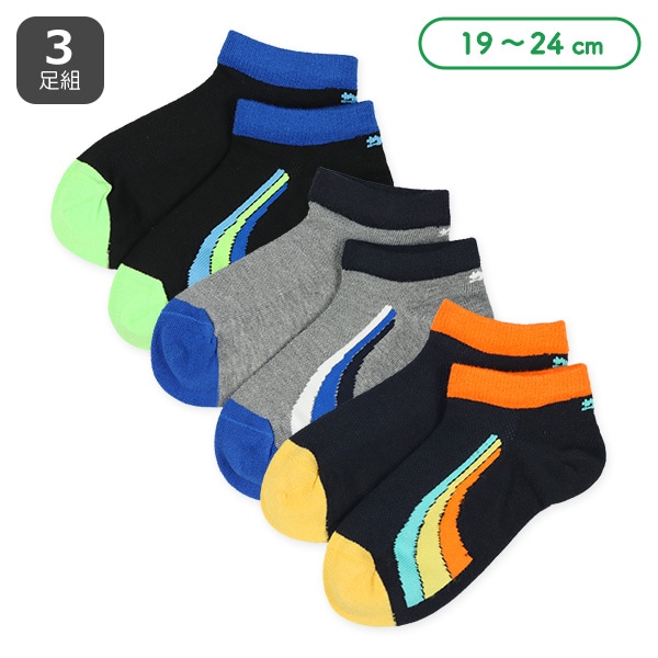 PUMA）3足組スクールローカットソックス（カラフルロゴ）