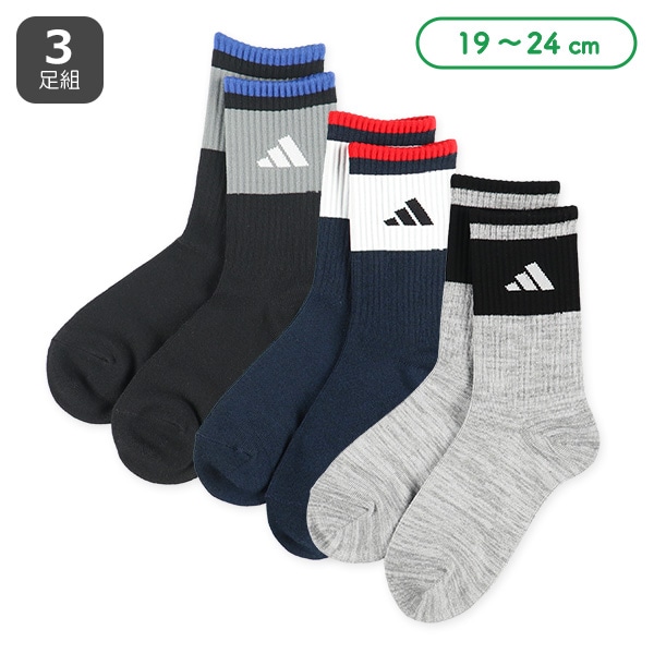 adidas）3足組スクールクルーソックス（ロゴ）