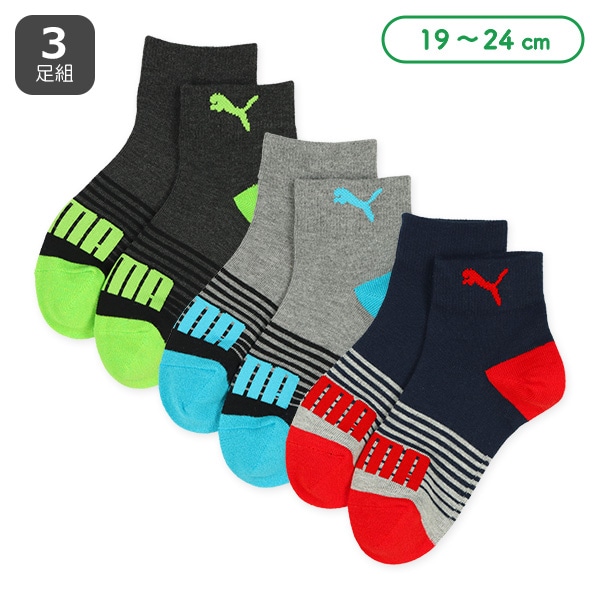 PUMA）3足組スクールローカットソックス（切り替え）