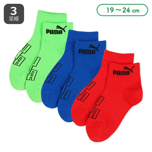 PUMA）3足組スクールローカットソックス（カラー無地）